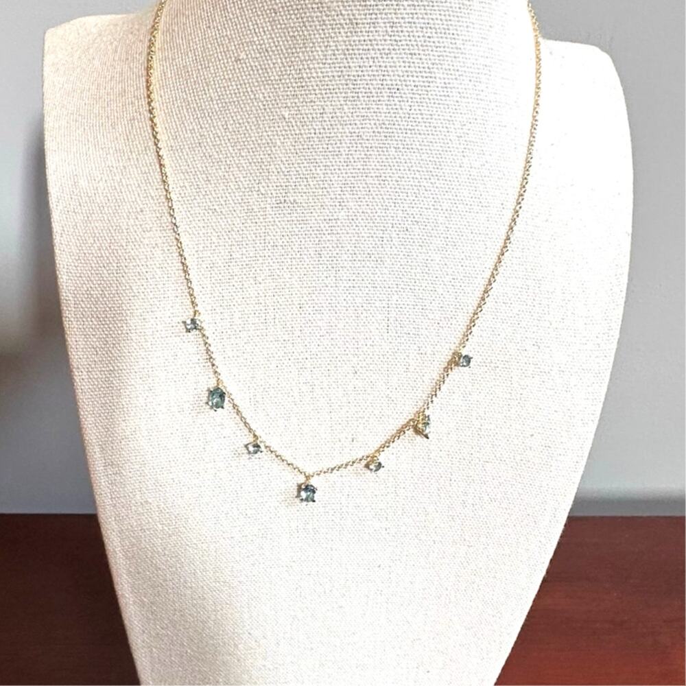 The Kendra Scott Cailin Delicate Strand Necklace NWT Gold Aqua Crystal Jewelry - Picture 5 of 13